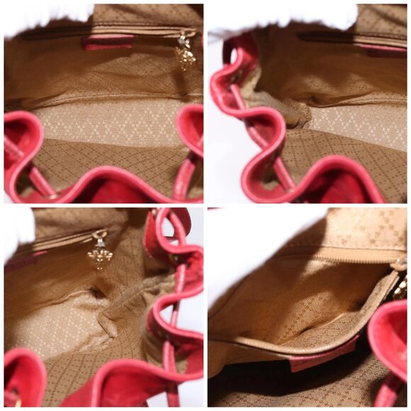 GUCCI Bamboo Backpack Suede Leather Red Gold Auth - Picture 16 of 16